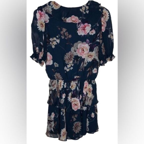 YUMI KIM Reese navy Floral Mini Ruffle dress bell sleeve Large NWT - Picture 6 of 15
